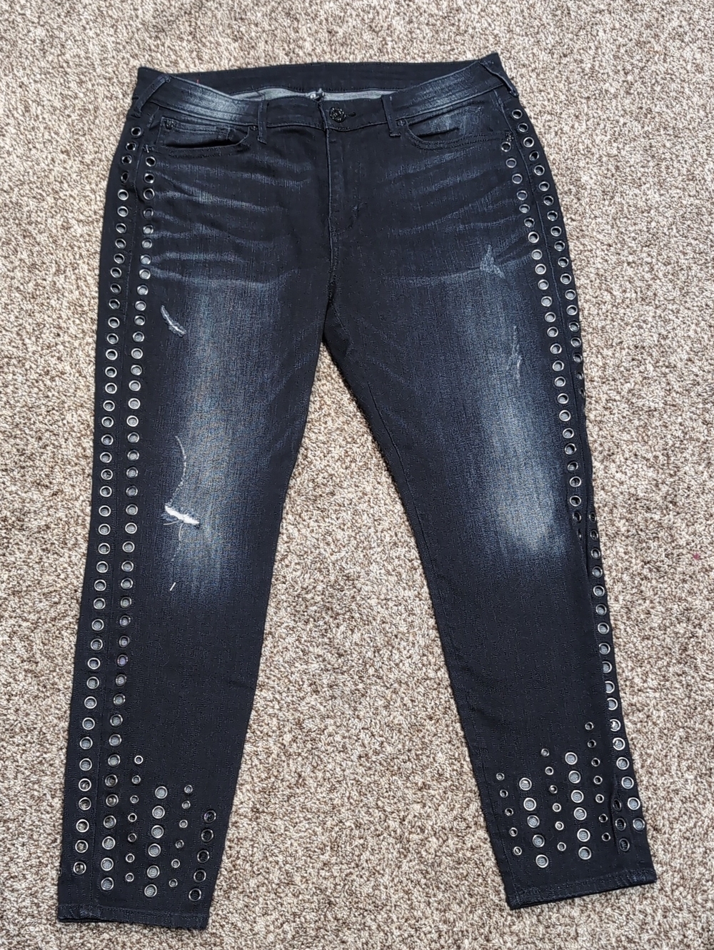 True Religion Jennie Curvy Skinny Ankle Embellished Size 33